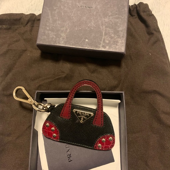Prada Black/pink and black Purse Handbag Key Fob Bag Charm ๐ - Picture 1 of 3